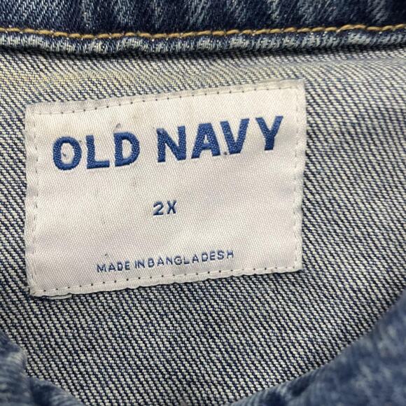 Old Navy Jacket Womens 2X Blue Denim Jean Trucker Button Front Pockets Plus Size - Picture 6 of 8